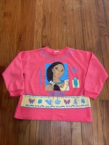 Vintage 90s Disney Pocahontas Sweatshirt Girls Pink Movie Promo USA made Kids 6x - Picture 1 of 8