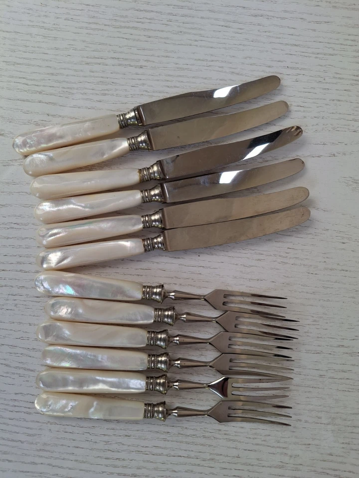 Perlmutt Besteck 6 Gabeln 6 Messer TOP Zustand - Bild 1 von 4