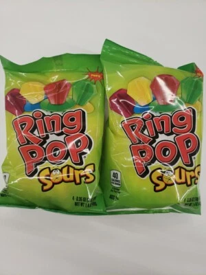 Ring Pop SOURS Candy 2 bolsas que contienen 4 Ring Pops cada una BOLSA SELLADA NUEVA Foto 1 de 2