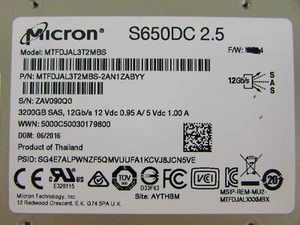 Micron S650DC 2.5" 3200GB Internal SSD 12Gb/s SAS MTFDJAL3T2MBS - 2AN1ZABYY - Picture 1 of 5