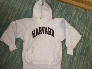 Vintage 90s Harvard Champion Reverse Weave Hoodie * LARGE * USA STAINS - Picture 1 of 10