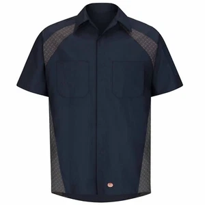 Red Kap Short Sleeve Diamond Plate Shop Shirt, Navy/Diamond Plate, XXL, NWT - Picture 1 of 2