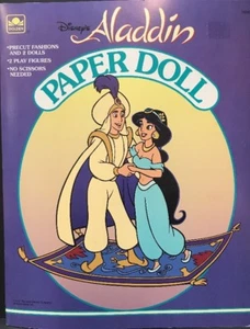 Vintage Disneys Aladdin Jasmine Genie & Abu Paper Dolls 1992 Vintage New - Picture 1 of 6
