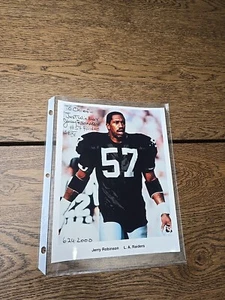 Jerry Robinson LA Raiders Autographed 8x10 Photo Just Win Baby SBXV Inscription - Picture 1 of 7