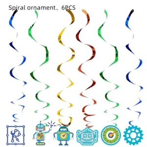 Robot Swirls Technology Bunting Engineering Birthday Party Banner Decoration - Picture 1 of 2