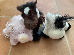 Webkinz Ganz Pinto Brown White Horse Plush HM147 w/ code * Cow * Pig HM002 - Picture 1 of 11
