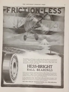1914 Hess Bright Ball Bearings Saturday Evening Post Print Ad Airplane Propeller - Picture 1 of 2