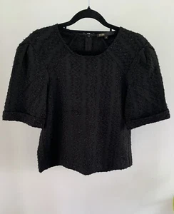 Maje top puff blouse sparkle Black Size 1 glitter structured S Short sleeve - Foto 1 di 8