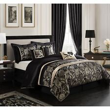 Grand Avenue Brie Silver and Black 7-Piece Comforter Set Black/Silver King