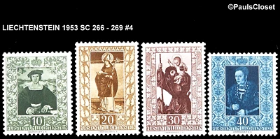 LIE 1953 SC 266-269 LIECHTENSTEIN ARTIST WORKS 10rp - 40rp MNH OG VERY FINE #4 - Image 1 of 2