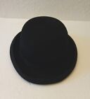 Czarny kapelusz Bowler Ręcznie wykonany ze 100% wełny Rozmiar Small (55 cm lub 6 3/4)