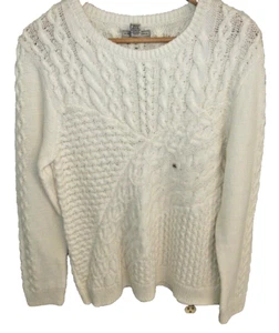 Bass Women's Cable Knit Sweater Pull-Over Long Sleeves Off White sz.XL New w/Tag - Picture 1 of 8