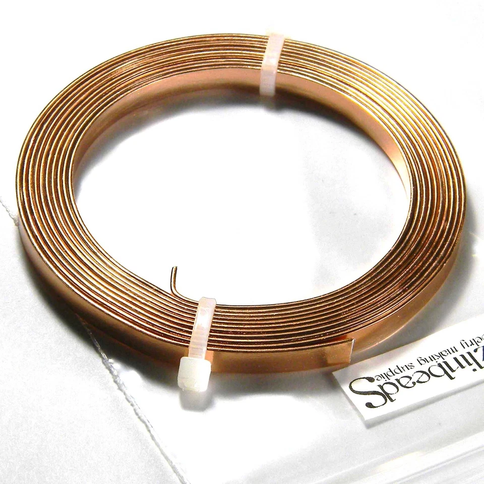Alambre artesanal de cobre calibre 18 plano 6 pies 5 mm de ancho x 1 mm para envolver joyas Foto 1 de 1