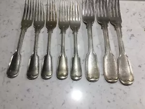 8 Victorian Fiddle Back Forks John Round Sheffield C 1870 Old English End - Picture 1 of 12