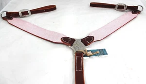 Arnés estampado de raya rosa cuero cuello de pecho Jeremiah Watt horse tack nuevo - Imagen 1 de 2