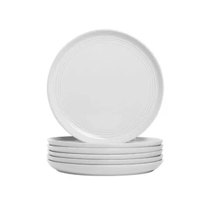 Double Line 8.25" Salad Plate, Set of 6, White - Picture 1 of 6