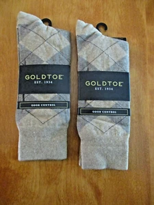 2 PAIR MENS GOLD TOE ODOR CONTROL ARGYLE CREW SOCKS shoe sizes 6 - 12.5 - Picture 1 of 3