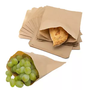 Brown Kraft Paper Bags for Takeaway Food Sandwich & Grocery - All Sizes - Picture 1 of 5