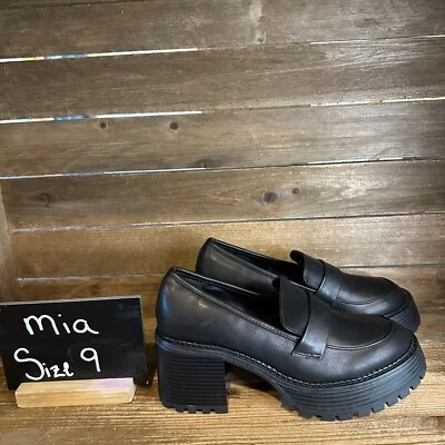 Novo Mocassim Feminino Mia Dalilah Preto Couro Sintético Salto Plataforma Tamanho 9 M - Imagem 1 de 4