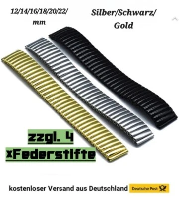 Edelstahl Stretch-Uhrenarmband Metall Zugband Flexband  .zzgl 4 Federstifte  - Bild 1 von 4