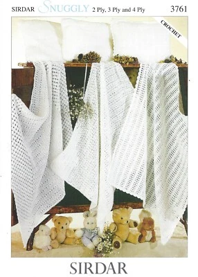 Sirdar Snuggly 2 Ply, 3 Ply, 4 Ply Crochet Pattern - 3761 Blankets & PillowCases - Image 1 of 3