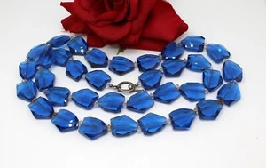 Gorgeous Blue & White Glass Beaded 39" Necklace CAT RESCUE - Picture 1 of 1
