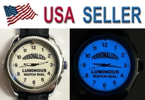Watch men's Personalized BLUE LUME Dial 48mm Case Silicon band LOGO Design - Picture 1 of 5