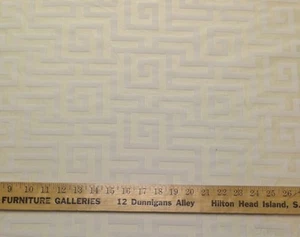 BRAEMORE MAZE CRAZE IVORY TAFFETA FLOCK GREEK KEY FABRIC BY THE YARD 54" WIDE - Picture 1 of 5