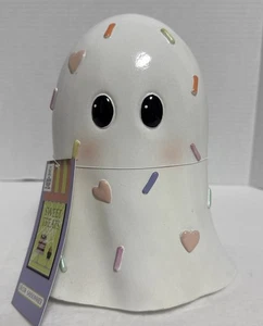 NWT Matte Confetti Hearts Summerween Ghost Figurine Decoration Pastel Halloween - Picture 1 of 5