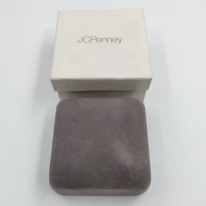 Vintage JC Penny Samt Metall Scharnier Schmuck Ring Box mit Original Karton Box - Bild 1 von 4