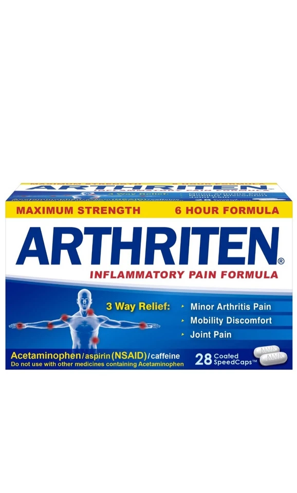 Arthriten Inflammatory Pain Formula Caplets 28 Count With 3 Active Ingredients