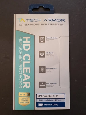 Tech Armor HD Clear Film Screen Protector for Apple iPhone X/ iPhone Xs [4-Pack] - Image 1 of 2