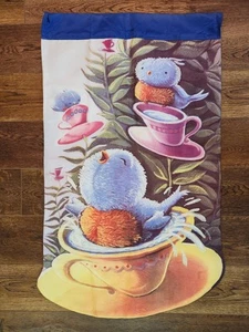 Blue Bird House Yard Flag 27x43 Summer Spring Cottage Garden Tea Cup  Art Decor - Picture 1 of 2