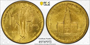 1926 Sesquicentennial Gold $2.50 Commemorative PCGS MS63 Gold Shield - Picture 1 of 3