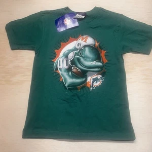 T-shirt vintage Y2K-NFL Miami Dolphins Reebok - logo grafico - giovane piccola - nuova con etichette - Foto 1 di 8