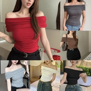Top monospalla design alla moda vestibilità comoda top abbigliamento quotidiano t shirt - Foto 1 di 15