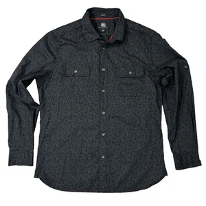 Rock & Republic Stretch Herren Large schwarz grau geometrisches Muster Button Down Hemd - Bild 1 von 21