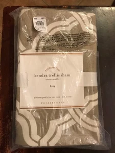 Pottery Barn Foundations Kendra Trallis King Sham 36"x 20" Taupe nuovo - Foto 1 di 2