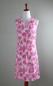 Vestido TALBOTS $139 Rosa Floral Crepé Forrado Cuello en V Sin Mangas Talla 2 - Imagen 1 de 6