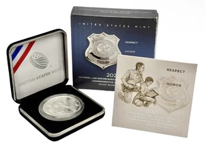 2021 P NATIONAL LAW ENFORCEMENT MEMORIAL PROOF SILVER DOLLAR w/Box and COA - Picture 1 of 1