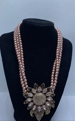 Collar Heidi Daus Tono Dorado F.W Perla Girasol Pndt 3 Hilos 22" 132.5g Foto 1 de 4