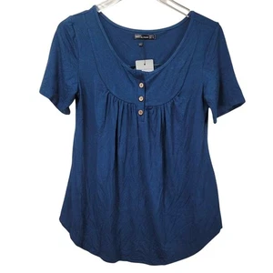 Sarin Mathews Short Sleeve Top Small Blue Scoop Neck Pullover Casual - Picture 1 of 4