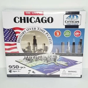 4D Cityscape Time Puzzle The City of Chicago History Over Time 950+ pcs New - Picture 1 of 12