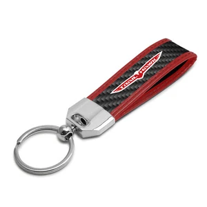 Jeep Trailhawk Real Carbon Fiber Strap with Red Leather Stitching Edge Key Chain - Picture 1 of 4
