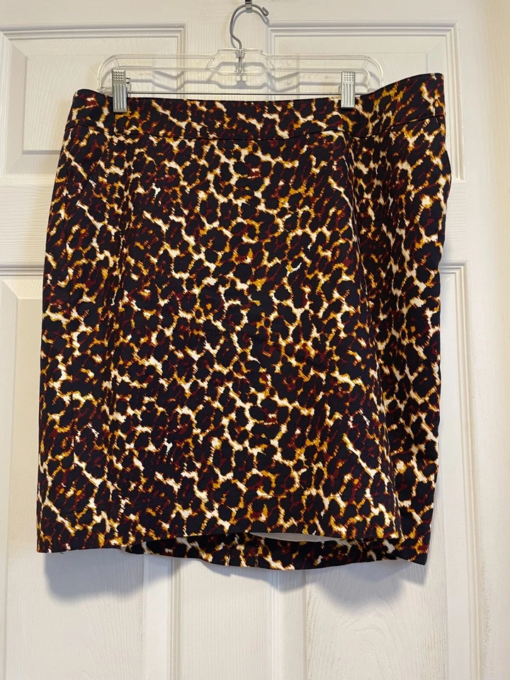 Falda MERONA L 14 Cintura 36 Largo 20 Blanco/Multi Animal Estampado Bolsillos Foto 1 de 4