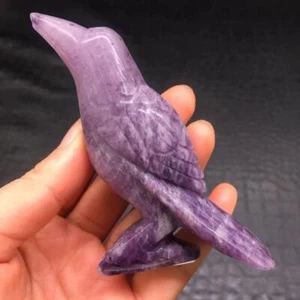 Natural Lepidolite Quartz Crystal Carved Crow Healing Specimen Decoration 1PC - Picture 1 of 24