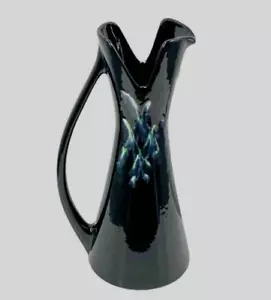 Jarrón jarrón jarrón de cerámica Haeger de mediados de siglo negro con esmalte por goteo 16" de alto con mango - Imagen 1 de 18