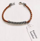 QVC American West Sterling Silver Braided Leather Rope Bracelet