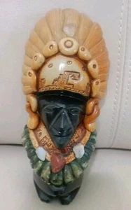 Vintage Black Onyx Obsidian Carved Statue Aztec Mayan Stone Figure 6 1/4 " - Picture 1 of 7