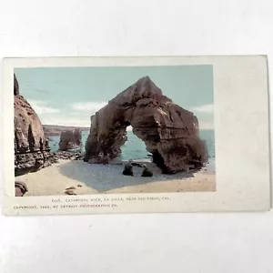 Postal antigua de 1899 sentada debajo de la catedral Rock La Jolla San Diego California - Imagen 1 de 4